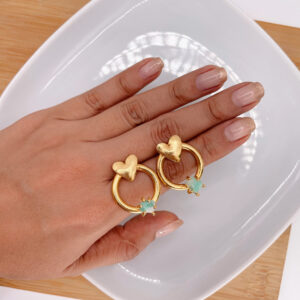 Aretes esmeralda Bronce con baño 24k